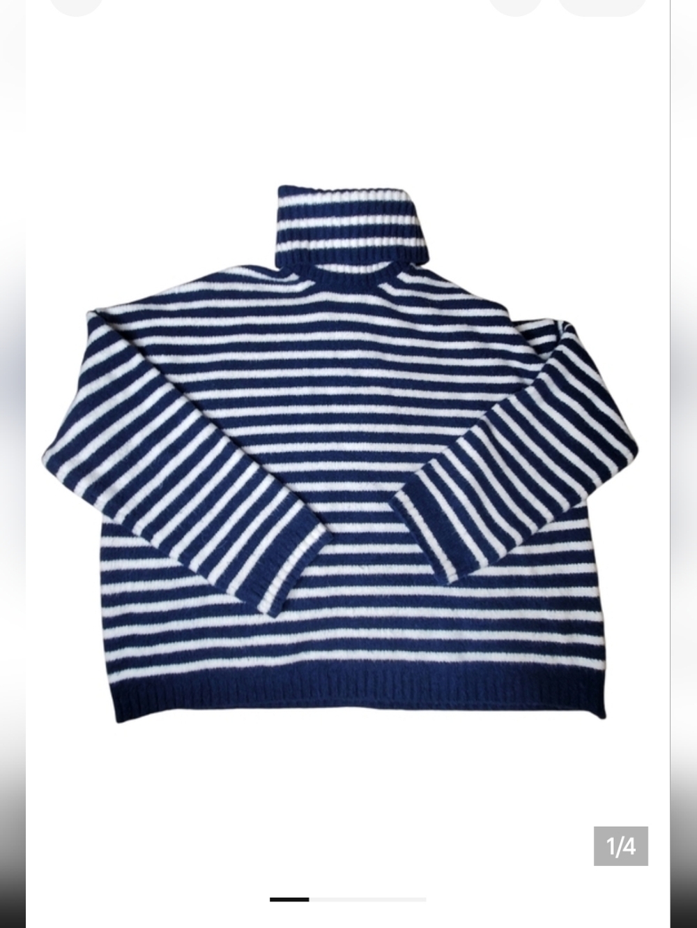 Abercombie & Fitch Womens Stripe  Turtleneck Fisherman Coastal Sweater    251 - Picture 2 of 5